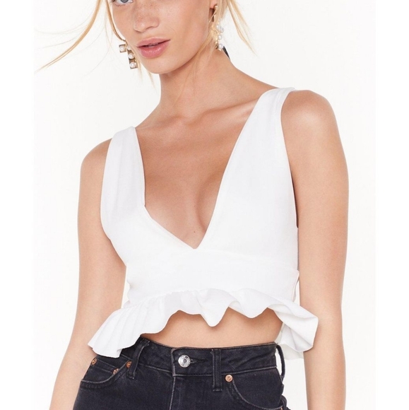 Nasty Gal Tops - NWT Nasty Gal White Deep Down Plunge Crop Top 8